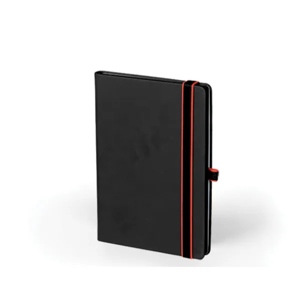 STANLEY BLACK A5 notebook with elastic band, pen loop and colored edge Red