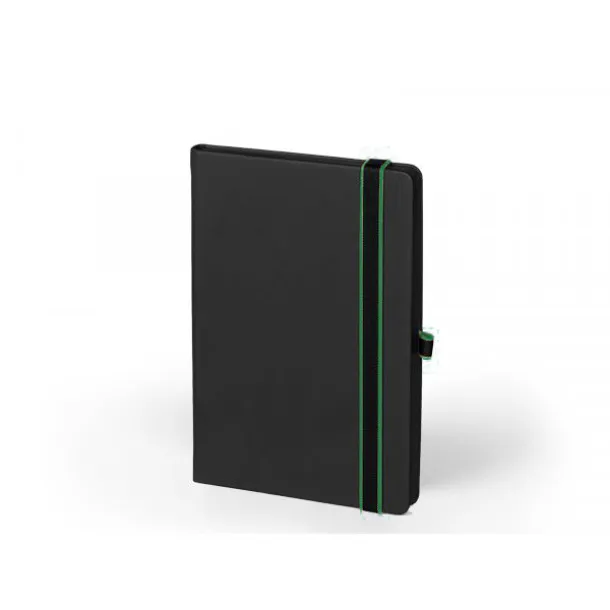 STANLEY BLACK A5 notebook with elastic band, pen loop and colored edge Green