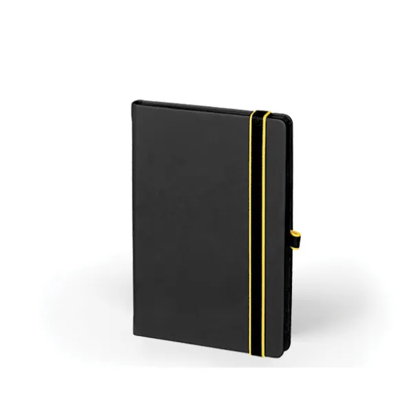 STANLEY BLACK A5 notebook with elastic band, pen loop and colored edge Yellow