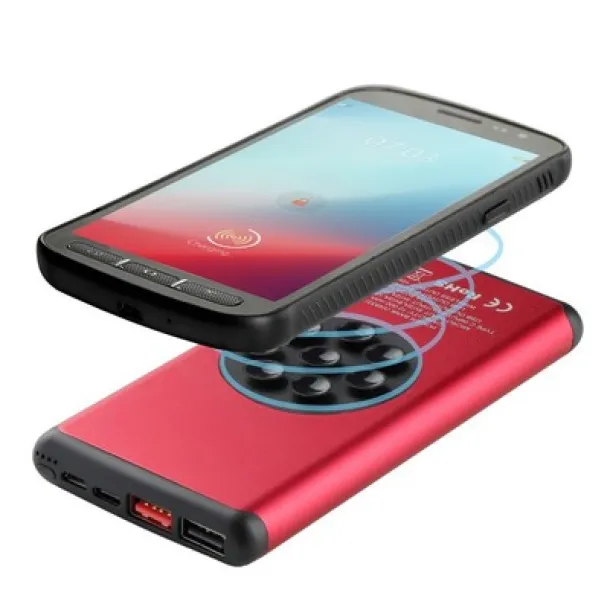  Wireless power bank 10000 mAh Mauro Conti with suction cups, wireless charger 10W red