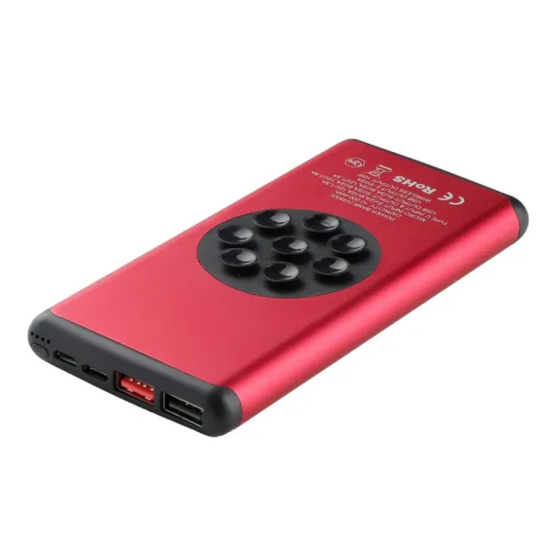  Wireless power bank 10000 mAh Mauro Conti with suction cups, wireless charger 10W red