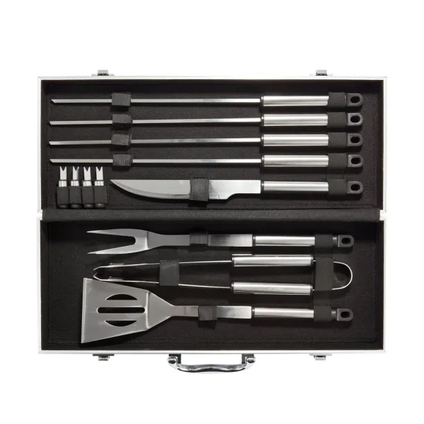  12 pcs barbecue set in aluminium box - XD Collection Silver Black