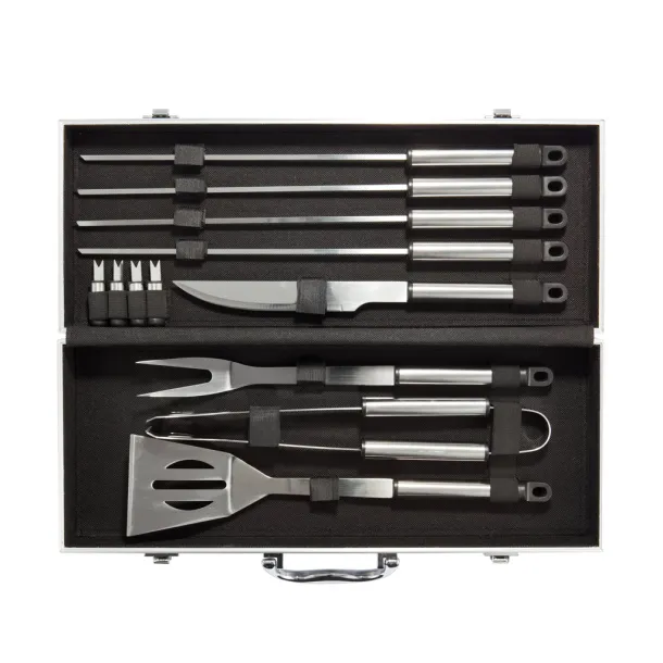  12 pcs barbecue set in aluminium box - XD Collection Silver Black