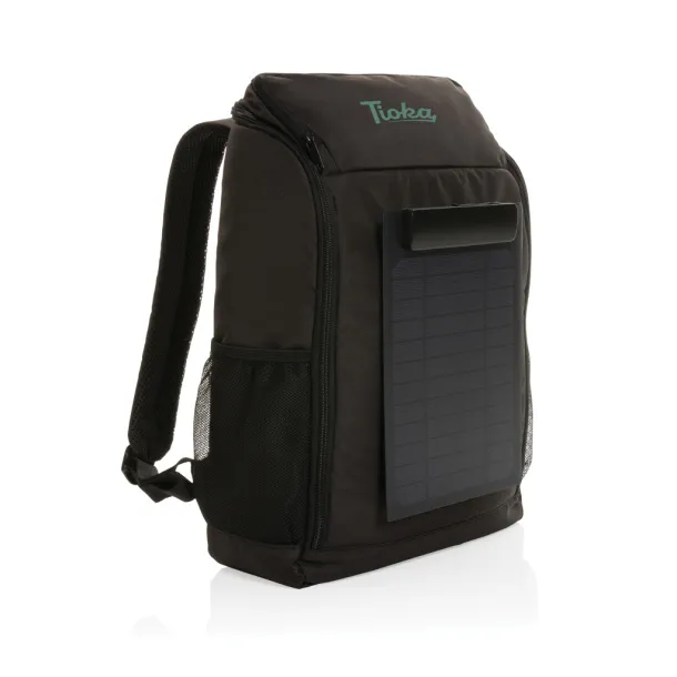  Pedro AWARE™ RPET deluxe backpack with 5W solar panel - XD Collection Black 