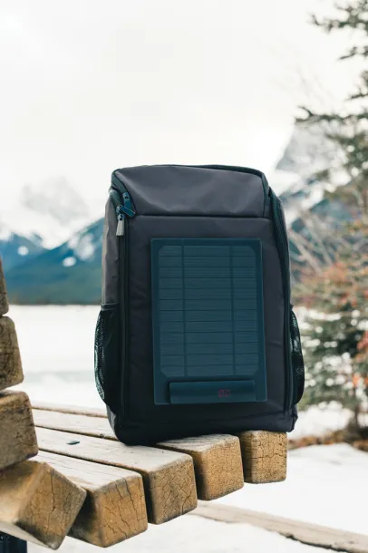  Pedro AWARE™ RPET deluxe backpack with 5W solar panel - XD Collection Black 