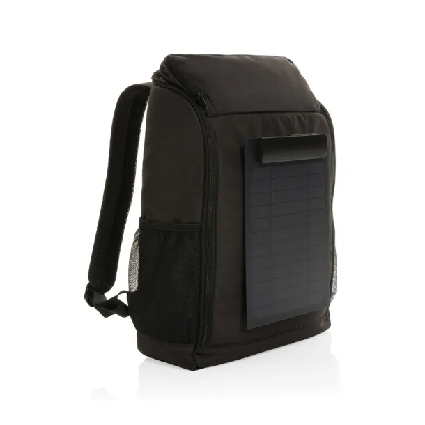  Pedro AWARE™ RPET deluxe backpack with 5W solar panel - XD Collection Black 