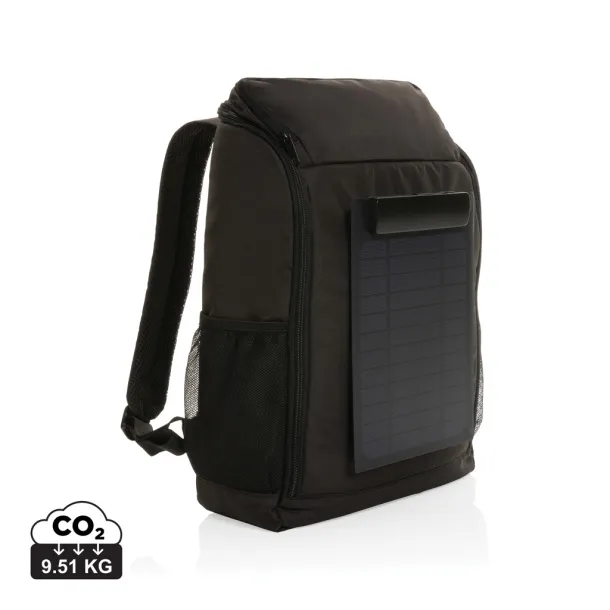  Pedro AWARE™ RPET deluxe backpack with 5W solar panel - XD Collection Black 