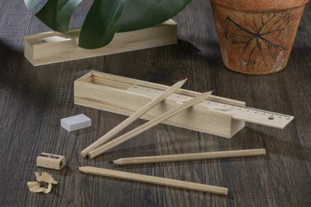 KRASI Wooden box with colour pencils 12 pcs naturalny