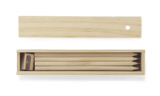 KRASI Wooden box with colour pencils 12 pcs naturalny