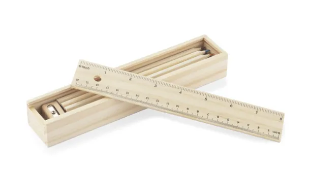 KRASI Wooden box with colour pencils 12 pcs naturalny