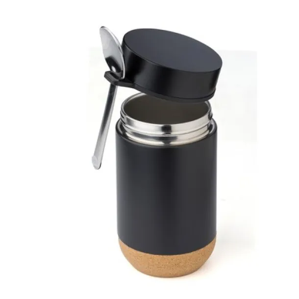  Thermo food container 400 ml, spoon Crna