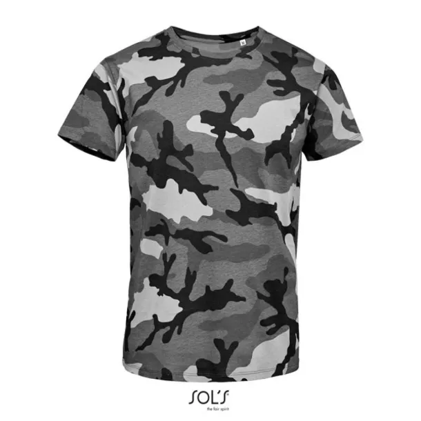  SOL'S CAMO MEN - ROUND COLLAR T-SHIRT - SOL'S Heather Grey Black