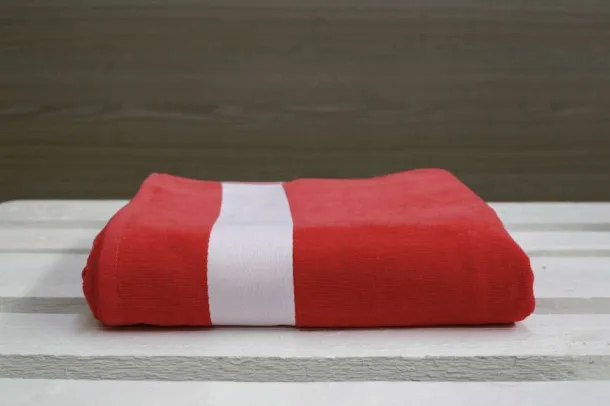  OLIMA VELOUR BEACH TOWEL - Olima Paprika Red