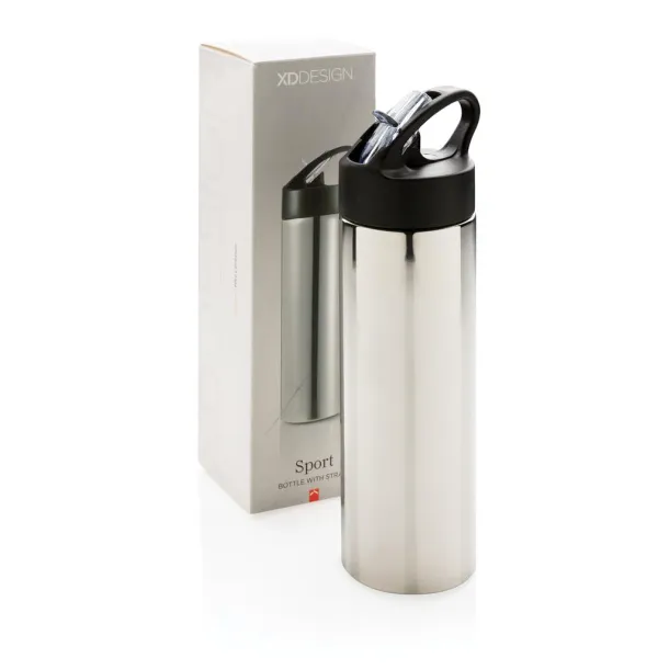  Sport bottle with straw - XD Xclusive Silver 