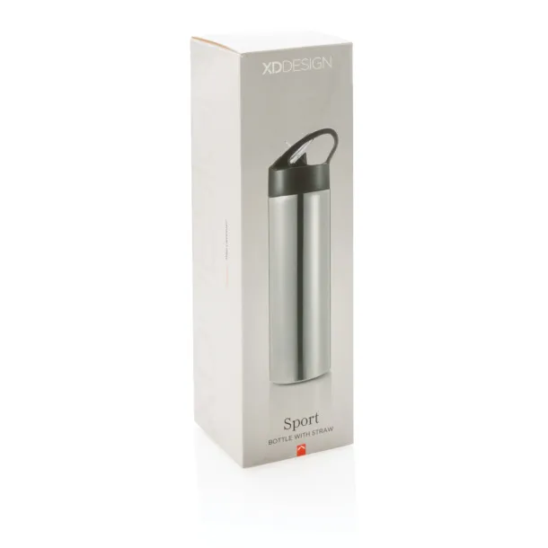  Sport bottle with straw - XD Xclusive Silver 