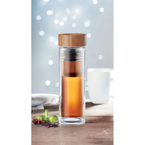BATUMI GLASS staklena boca s infuzerom, 420 ml Prozirno