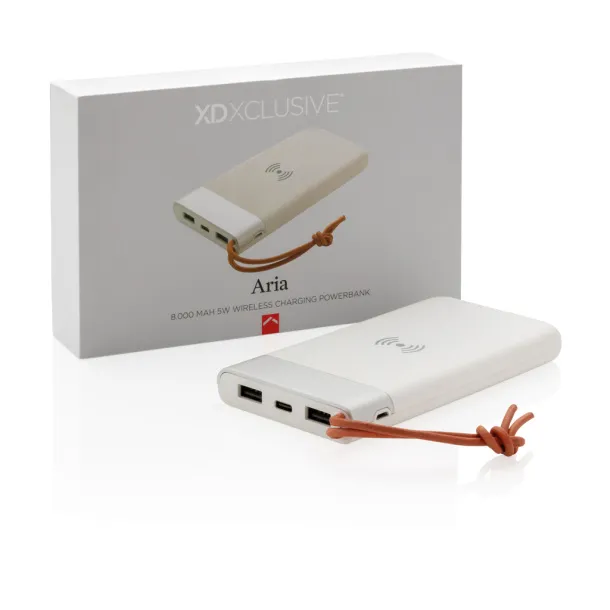  Aria 8.000 mAh 5W wireless charging powerbank - XD Xclusive White 