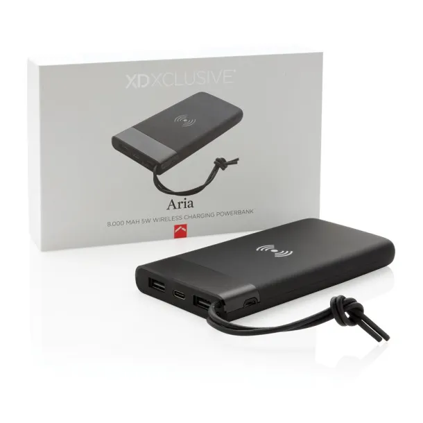  Aria 8.000 mAh 5W wireless charging powerbank - XD Xclusive Black