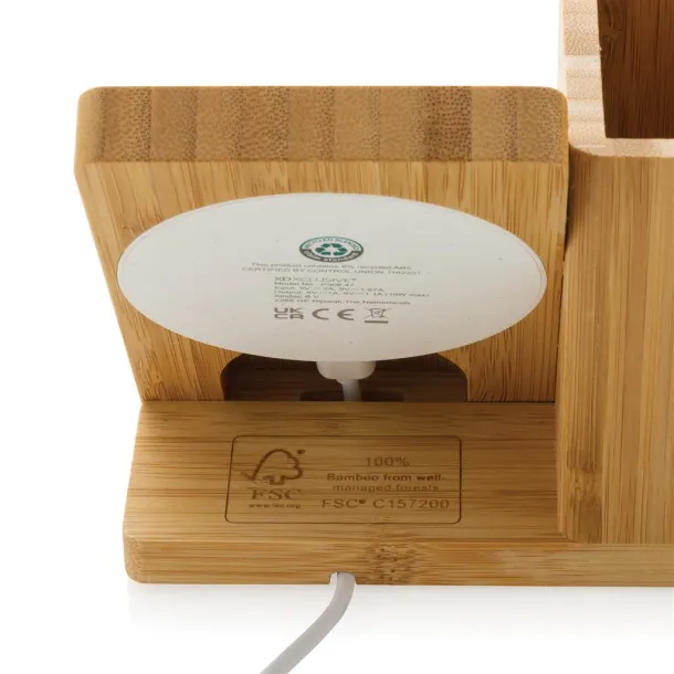  Calgary FSC® bamboo 10W wireless charger - XD Xclusive Brown 