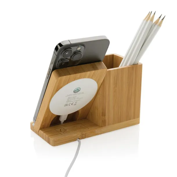  Calgary FSC® bamboo 10W wireless charger - XD Xclusive Brown 