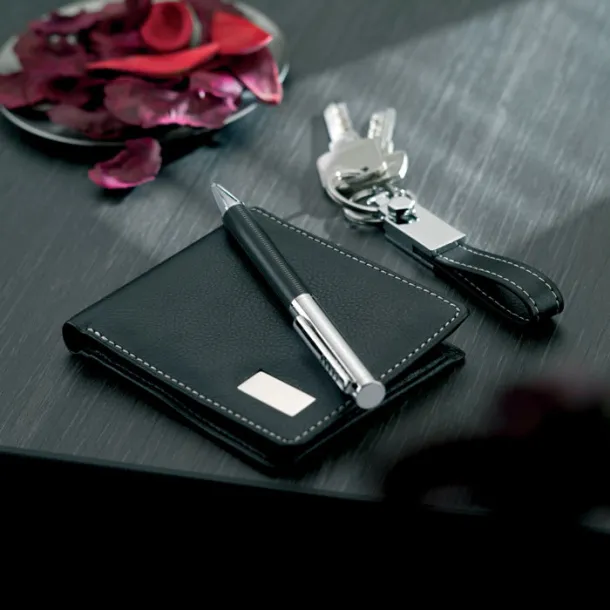 ELEGANCI Ball pen key ring and wallet Black