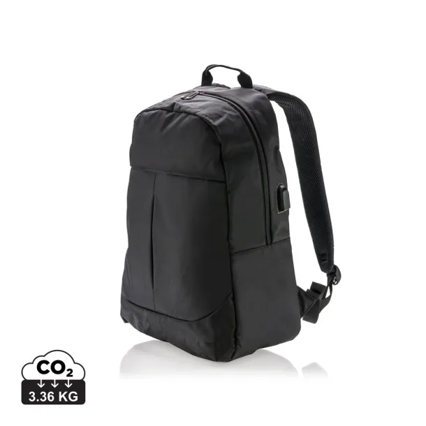  Ruksak za laptop s USB izlazom, 15" - XD Collection Crna