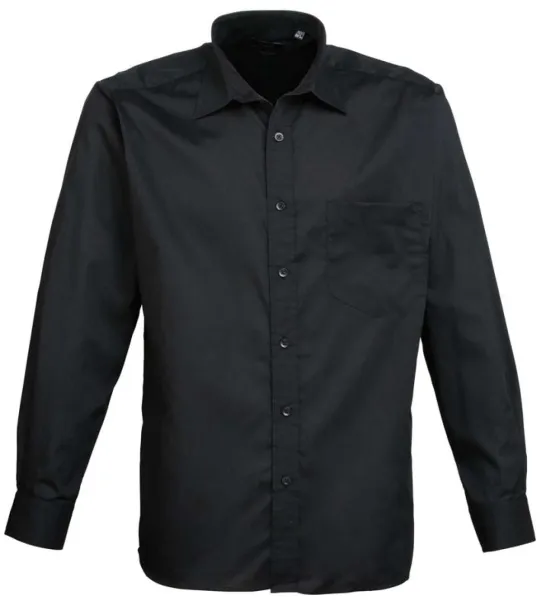  MEN'S LONG SLEEVE POPLIN SHIRT - Premier Black