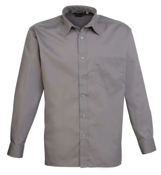  MEN'S LONG SLEEVE POPLIN SHIRT - Premier Tamno siva