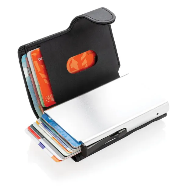  Standard aluminium RFID cardholder with PU wallet - XD Collection Black 