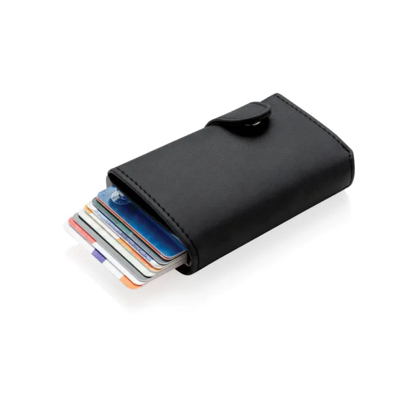  Standard aluminium RFID cardholder with PU wallet - XD Collection Black 