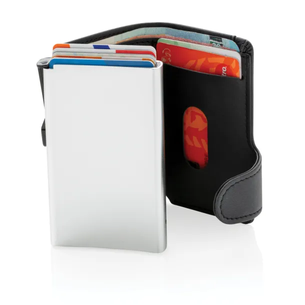  Standard aluminium RFID cardholder with PU wallet - XD Collection Black 