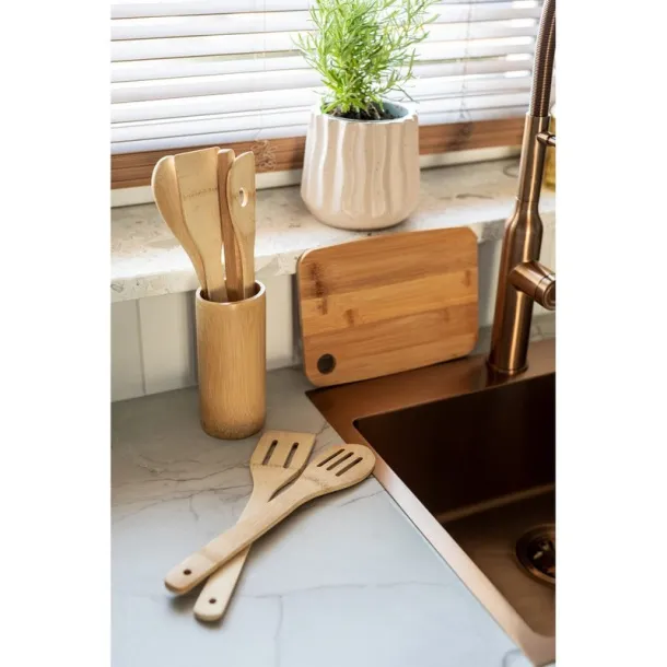  Bamboo kitchen set in stand, 6 pcs wood