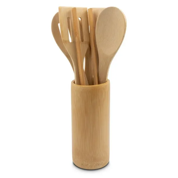  Bamboo kitchen set in stand, 6 pcs wood