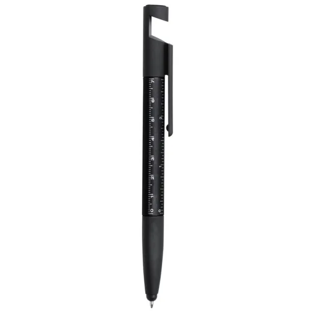  Multifunctional tool, ball pen, screen cleaner, ruler, phone stand, touch pen, screwdrivers black