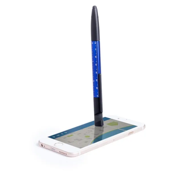  Multifunctional tool, ball pen, screen cleaner, ruler, phone stand, touch pen, screwdrivers Mornarski plava