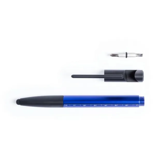  Multifunctional tool, ball pen, screen cleaner, ruler, phone stand, touch pen, screwdrivers navy blue