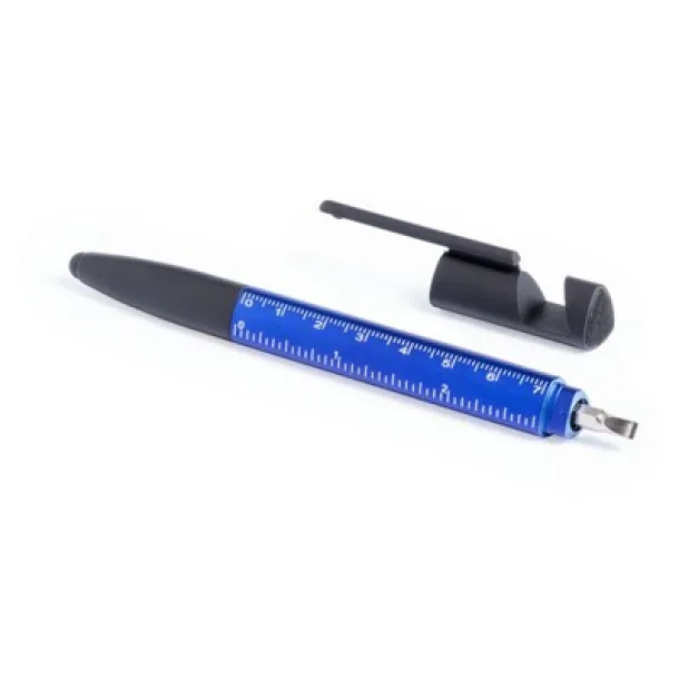  Multifunctional tool, ball pen, screen cleaner, ruler, phone stand, touch pen, screwdrivers Mornarski plava