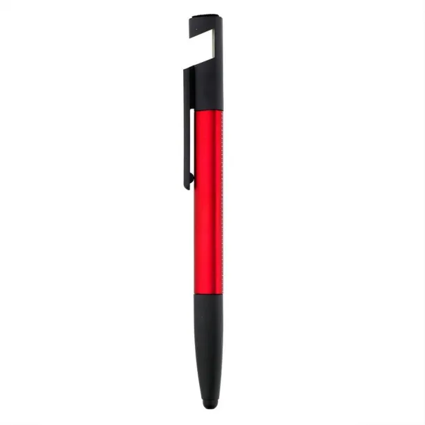  Multifunctional tool, ball pen, screen cleaner, ruler, phone stand, touch pen, screwdrivers red