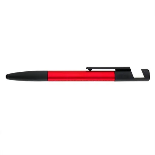  Multifunctional tool, ball pen, screen cleaner, ruler, phone stand, touch pen, screwdrivers red