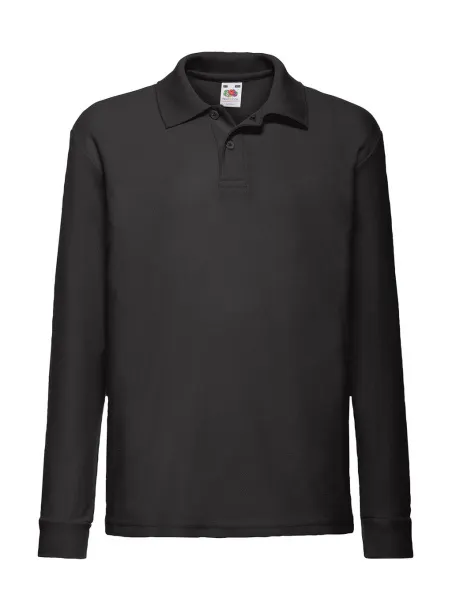  Dječja polo majica dugih rukava, 180 g/m² - Fruit of the Loom Crna