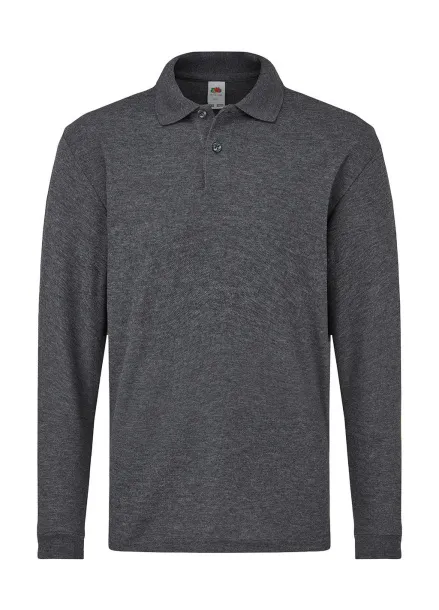  Kids 65/35 Long Sleeve Polo - Fruit of the Loom Dark Heather Grey