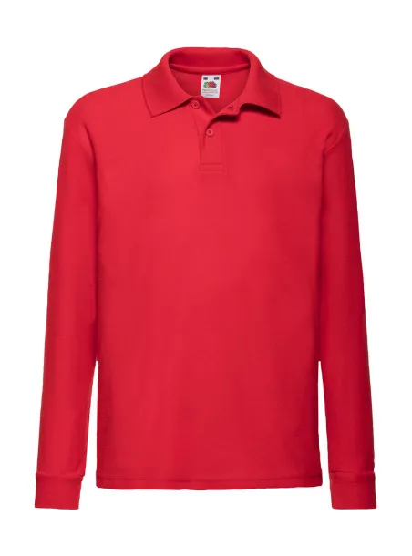  Kids 65/35 Long Sleeve Polo - Fruit of the Loom Crvena