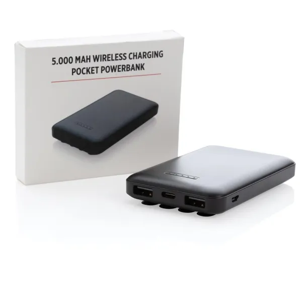 5.000 mAh prijenosna baterija s bežičnim punjačem Crna