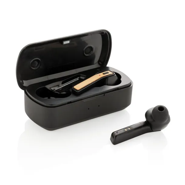  Bamboo Free Flow TWS earbuds in charging case - XD Collection Black 