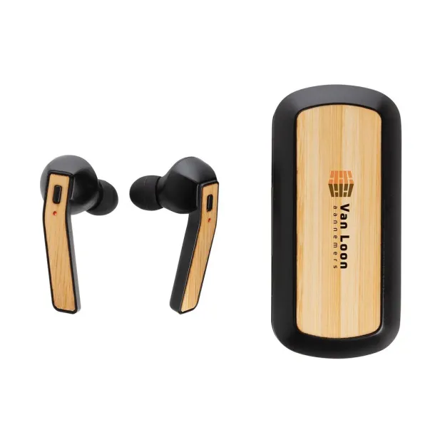  Bamboo Free Flow TWS earbuds in charging case - XD Collection Black 