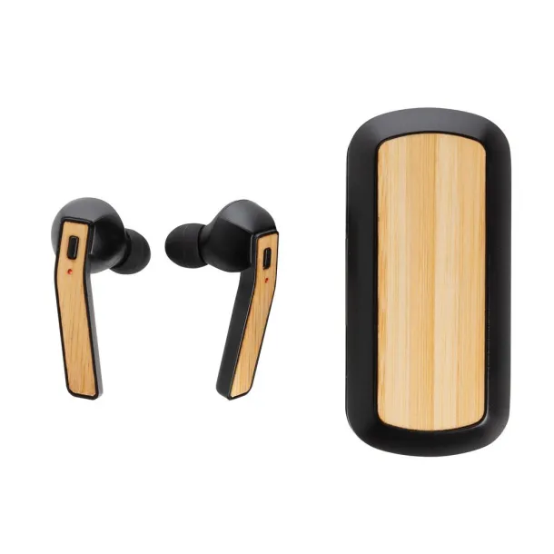  Bamboo Free Flow TWS earbuds in charging case - XD Collection Black 