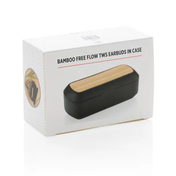  Bamboo Free Flow TWS earbuds in charging case - XD Collection Black 