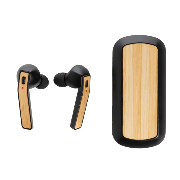  Bamboo Free Flow TWS earbuds in charging case - XD Collection Black 