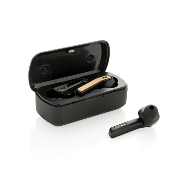  Bamboo Free Flow TWS earbuds in charging case - XD Collection Black 