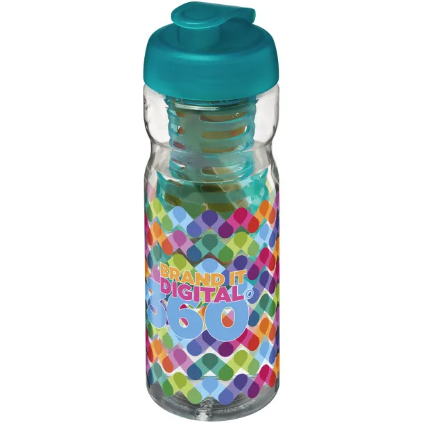 H2O Base® 650 ml flip lid sport bottle & infuser - Unbranded White Aqua blue